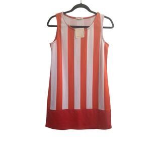 NWT Tea N Rose Womens sleeveless Orange White mini dress Medium #5809